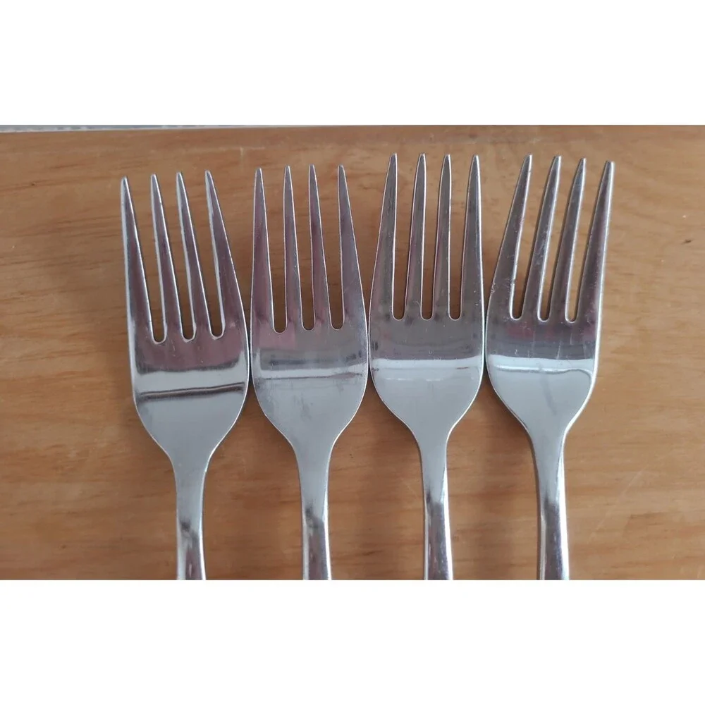 Set 4 Oneida Icarus Glossy Stainless Salad Forks 7”